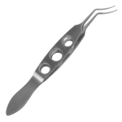 Utrata Forceps, Laser Lines at 2.5mm/5mm, Vaulted Shafts, 12mm Bend to Tip, Delicate Triangular Tips, Short Three Hole Handle, Overall Length 3-1/2" (89mm) 